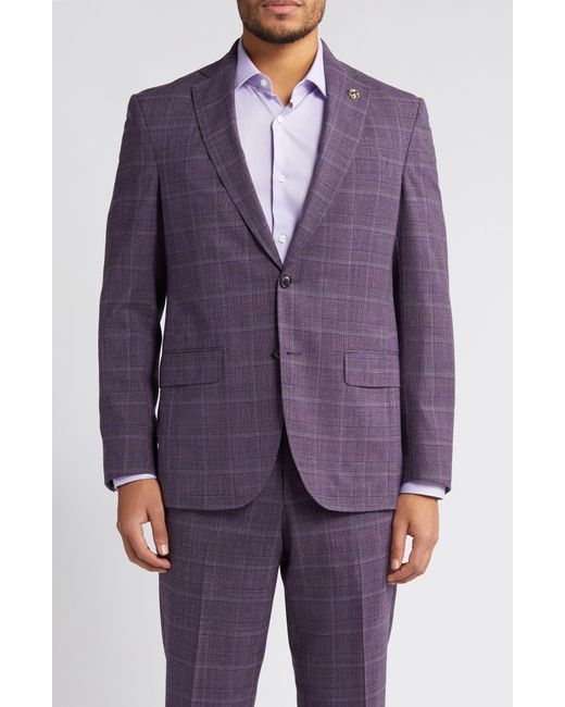 Ted Baker Blue Karl Slim Fit Plaid Stretch Wool Blend Suit for men