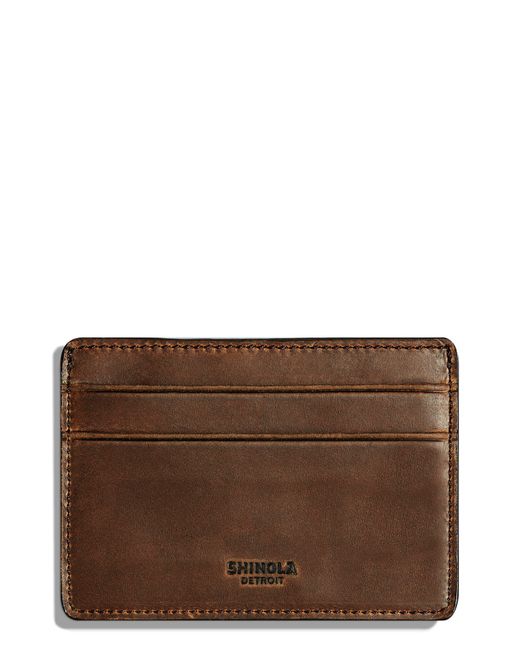 Shinola Brown Leather Card Case for men