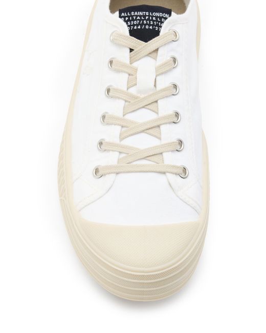 AllSaints White Sherman Low Top Canvas Sneaker for men