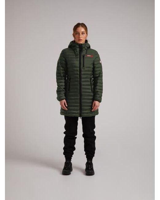 Jacket Green Satell1Te Longline Hooded Jacket