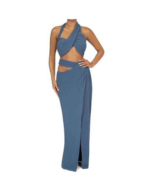 JLUXLABEL Blue New Age Crop Top & Skirt Set