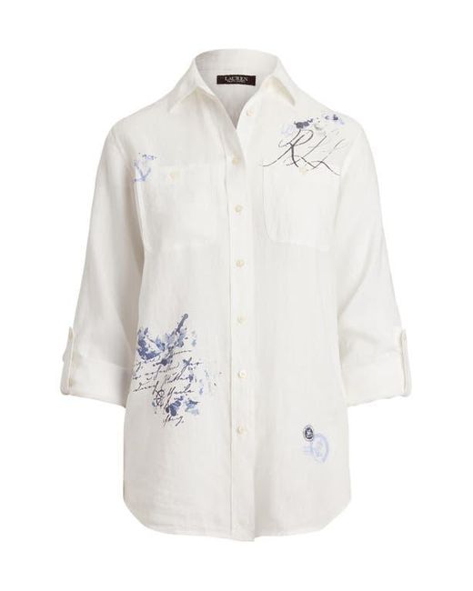 Ralph Lauren White Relaxed Fit Linen Button-Up Shirt