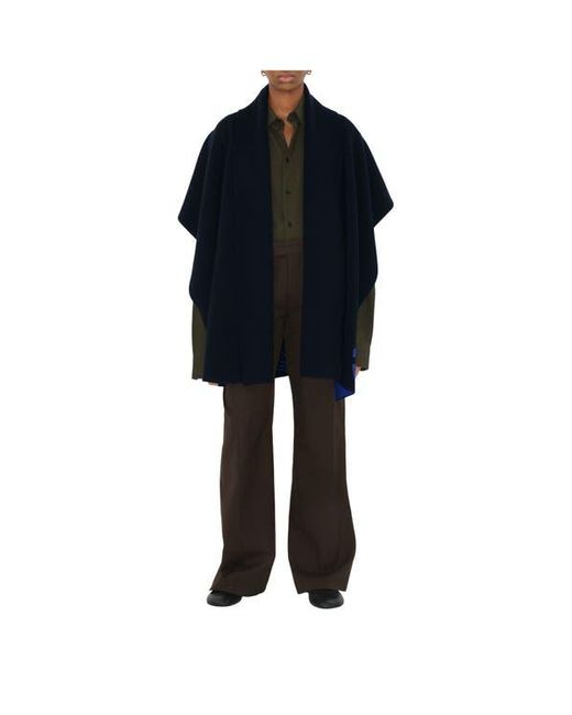 Burberry Blue Ekd Wool Cashmere Blend Cape