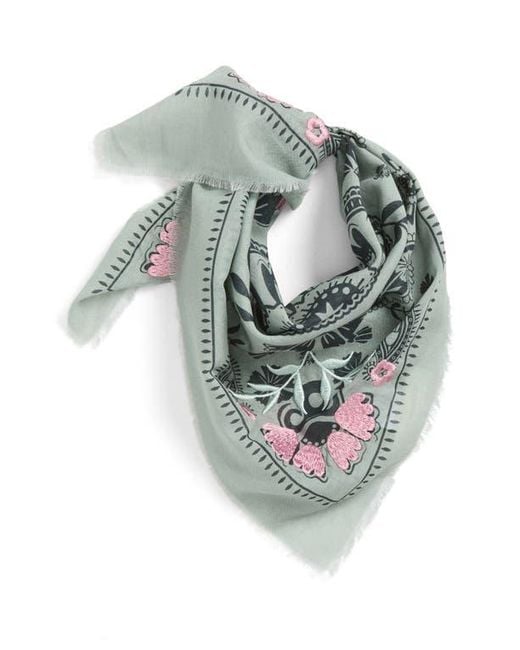 Treasure & Bond Gray Floral Embroidered Bandana