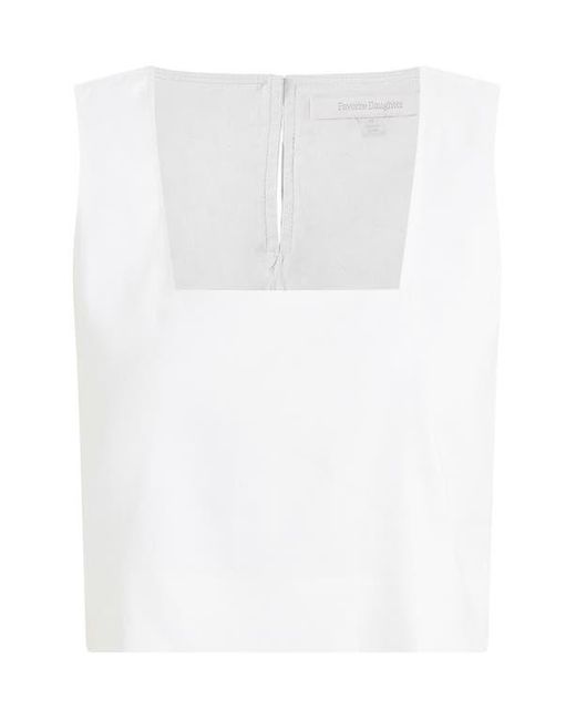 FAVORITE DAUGHTER White The Abby Linen Blend Square Neck Crop Shell