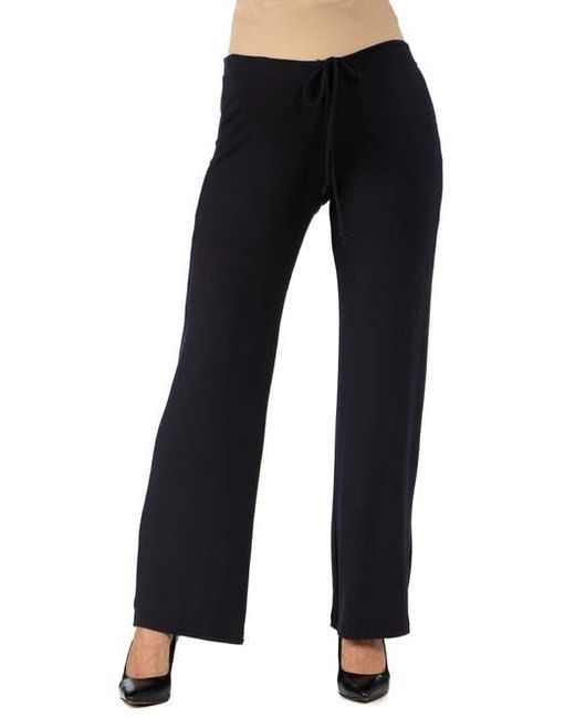 24seven Comfort Apparel Black Maternity Drawstring Lounge Pants