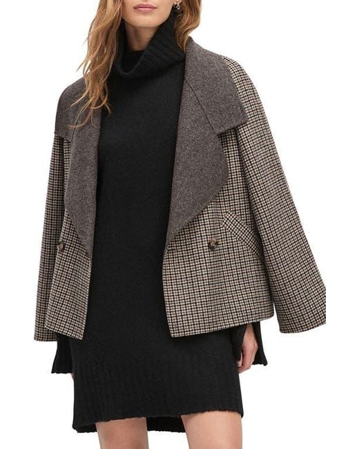 FAVORITE DAUGHTER Brown The Cameron Houndstooth Wool Blend Coat