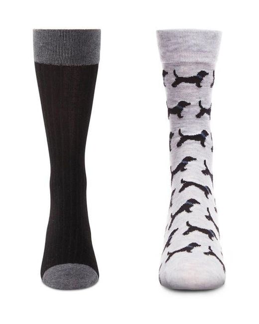 Memoi Black Assorted 2-Pack Crew Socks for men