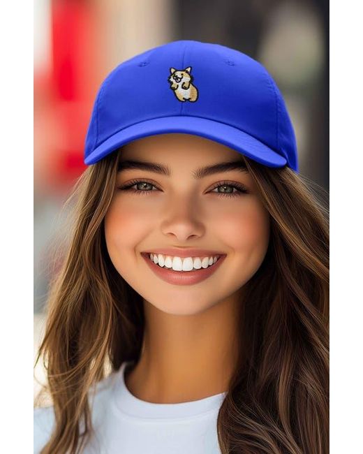 Alix Blue Leaping Corgi Embroidered Cap
