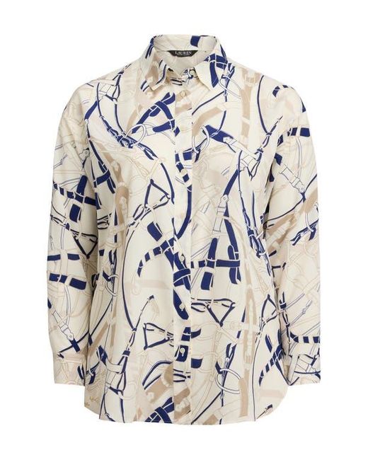 Ralph Lauren Black Belting Print Classic Fit Crepe Button-Up Shirt