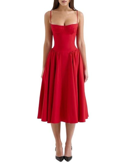 House Of Cb Samaria Fit & Flare Midi Cocktail Dress in Red | Lyst