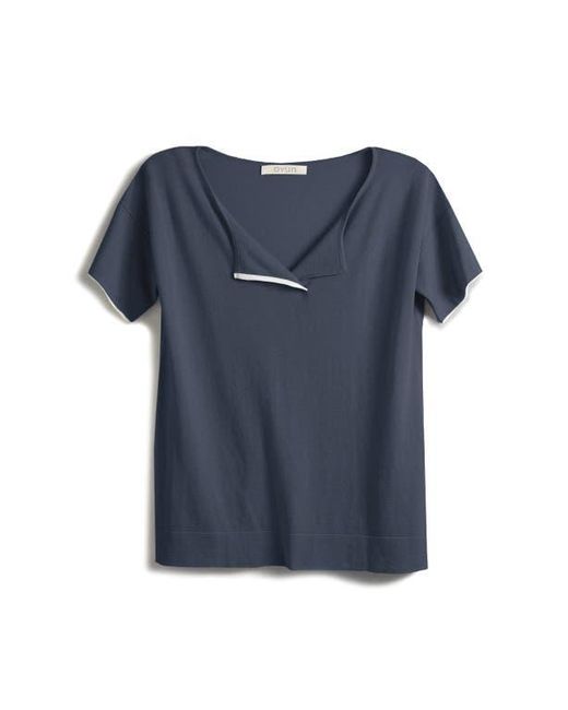 Oyun Blue Split Neck Tee