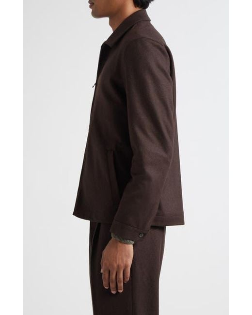 Sunspel Black Boiled Wool Zip Jacket for men