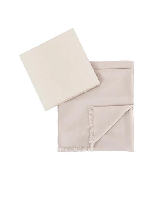 Esterah White Wool Logo Scarf