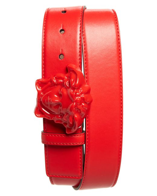Versace Red Medusa Head Leather Belt for men