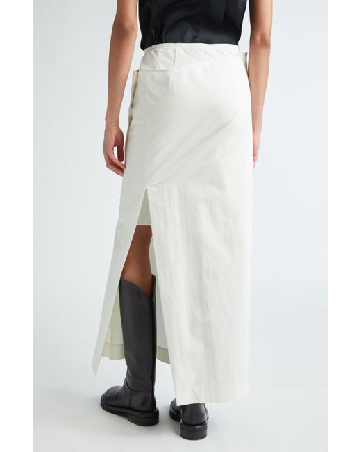 Commission White Creased Cotton & Nylon Maxi Skirt