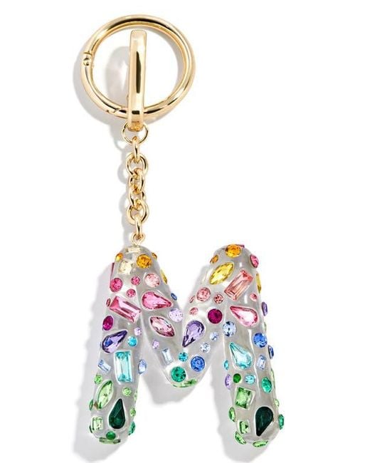 BaubleBar White Crystal Initial Key Ring Bag Charm