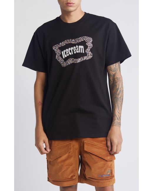 ICECREAM Black Flag Cotton Graphic T-shirt for men