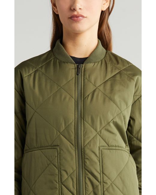 Zella Green Quilted Side Zip Bomber Jacket