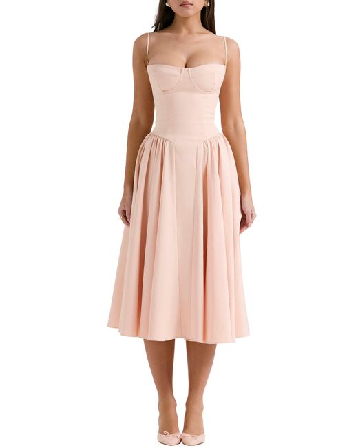 House Of Cb Pink Samaria Corset Fit & Flare Dress
