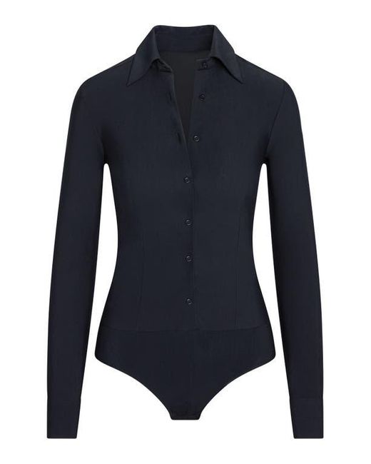Commando Black Classic Long Sleeve Button-Down Thong Bodysuit