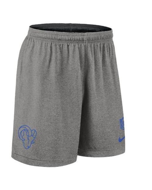 Nike Gray Los Angeles Rams Sideline Reversible Performance Shorts for men