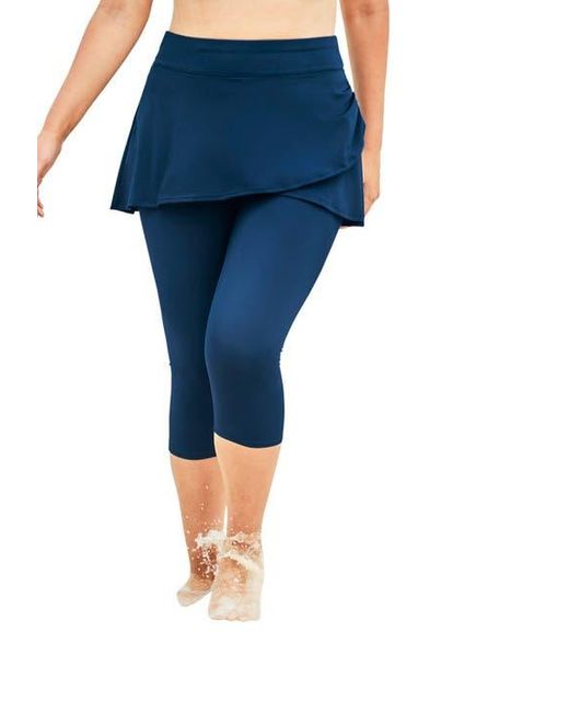 Swim 365 Blue Skirted Swim Capri Pant