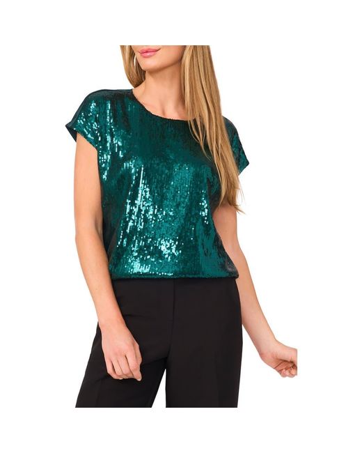 Halogen® Green Sequin Cap Sleeve Top
