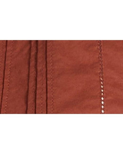 Treasure & Bond Red Pintuck Short Sleeve Popover Cotton Top