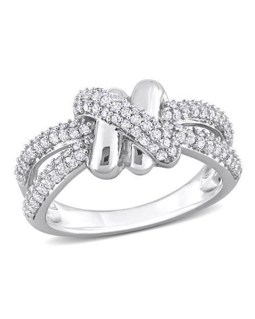 Julianna B Metallic Crossover Split-Shank Ring 14K