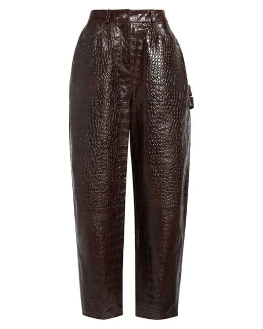 Saks Potts Multicolor Scarlett Croc Embossed Leather Pants