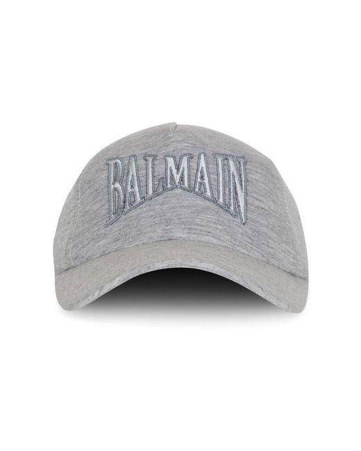 Balmain Gray Embroidered Jersey Cap for men