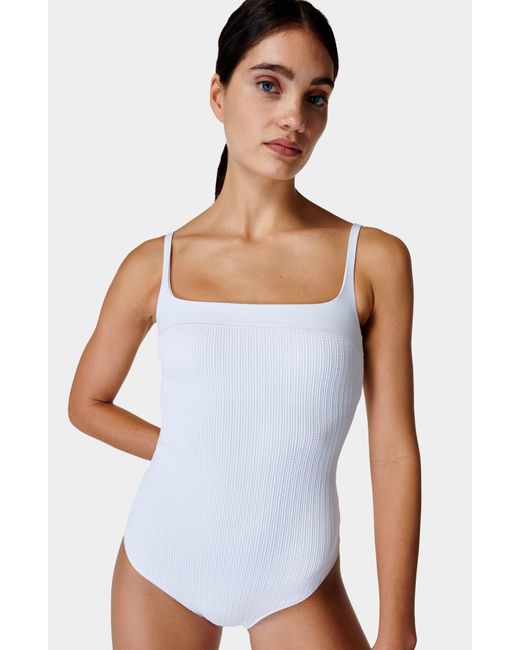 Sweaty Betty White Capri Square Neck One-piece Swimsuit