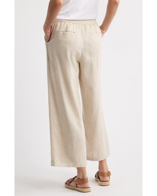 Caslon Natural Drawstring Wide Leg Linen Blend Pants