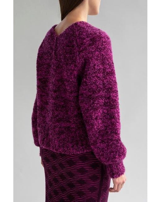 SSKEIN Purple V Neck Boucle Pullover