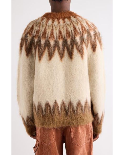 Isabel Marant Brown Nicholas Oversize Fair Isle Mohair Blend Crewneck Sweater for men