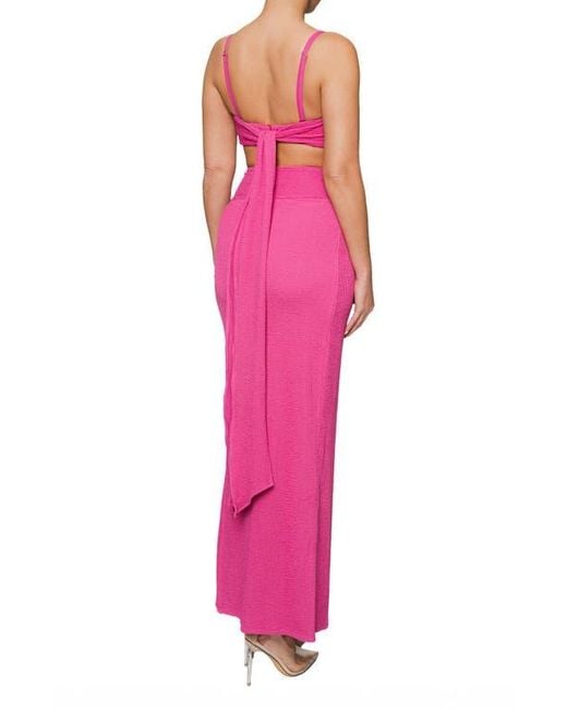 JLUXLABEL Pink Deidra Draped Bra Top & Skirt Set