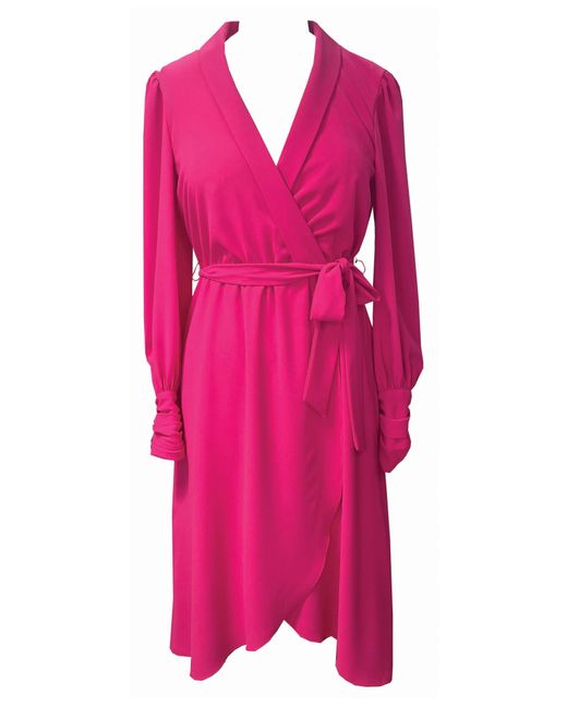 Julia Jordan Pink Wrap Front Long Sleeve Dress