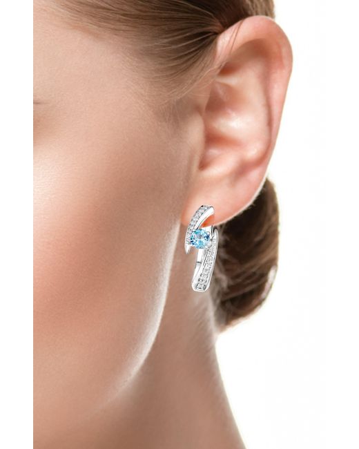 Hueb Blue Aquamarine & Diamond Hoop Earrings