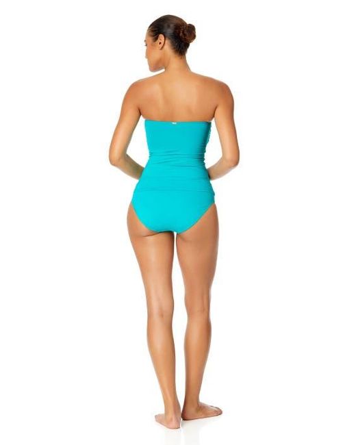 Anne Cole Blue Tiger Dance Twist Front Bandeaukini Swim Top
