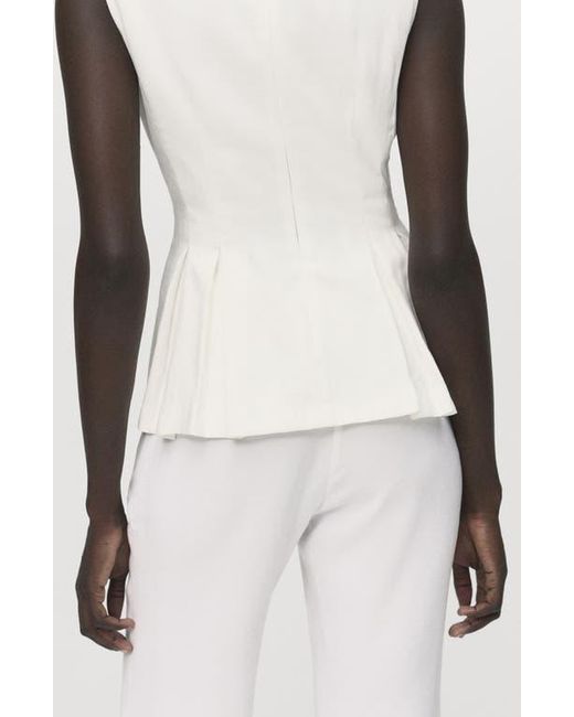 Mango White Sleeveless Peplum Top
