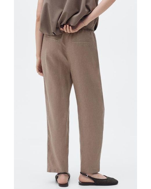 Mango Natural Linen Drawstring Pants