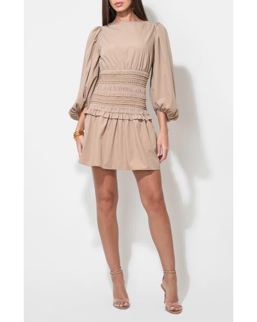 Adelyn Rae Natural Nola Long Sleeve Minidress