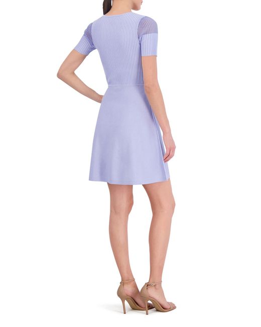 Vince Camuto Blue Rib Fit & Flare Sweater Dress