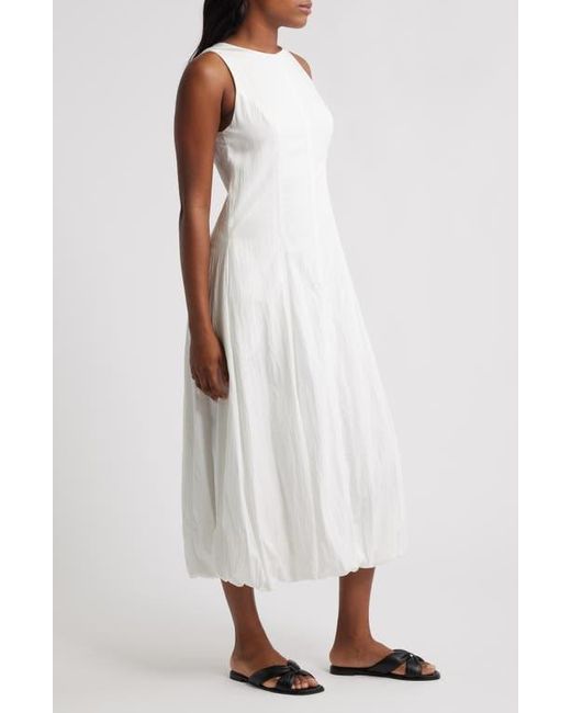 Mango White Pumpkin Sleeveless Bubble Hem Midi Dress