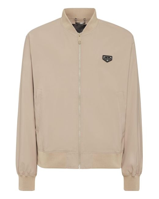 Philipp Plein Natural Nylon Bomber Jacket for men