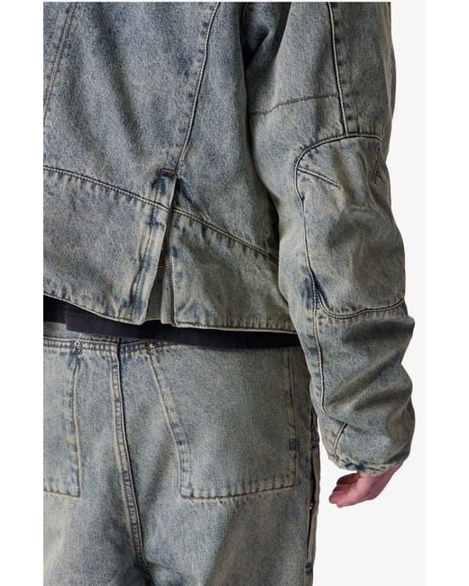 MNML Gray Moto Denim Jacket for men