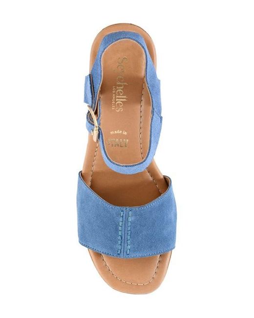 Seychelles Blue City Scape Platform Sandal