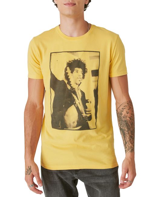 Lucky Brand Yellow Jimi Hendrix Photo Graphic T-shirt for men