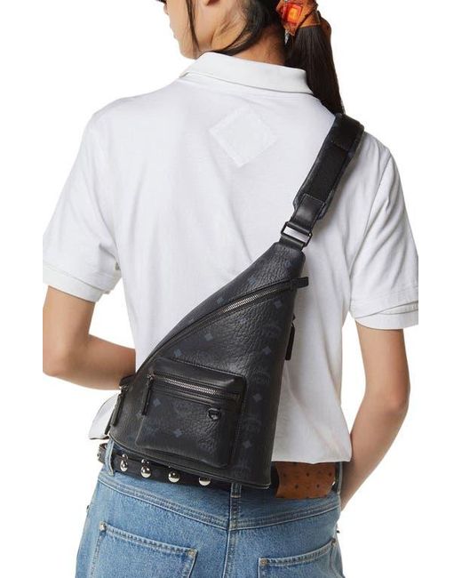 MCM Black Mini Aren Sling for men